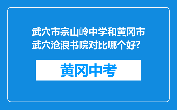 武穴市宗山岭中学和黄冈市武穴沧浪书院对比哪个好？