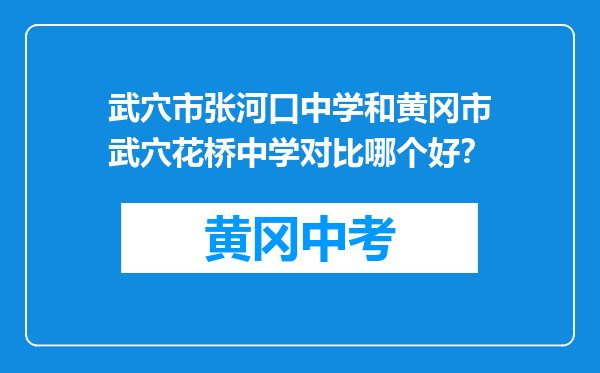 武穴市张河口中学和黄冈市武穴花桥中学对比哪个好？