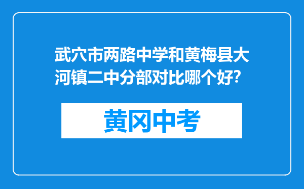 武穴市两路中学和黄梅县大河镇二中分部对比哪个好？