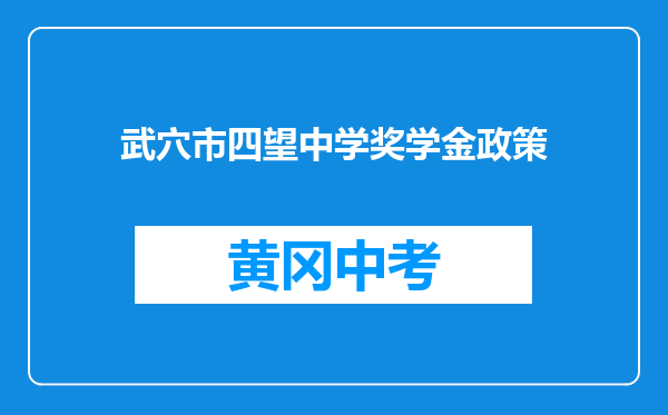 武穴市四望中学奖学金政策