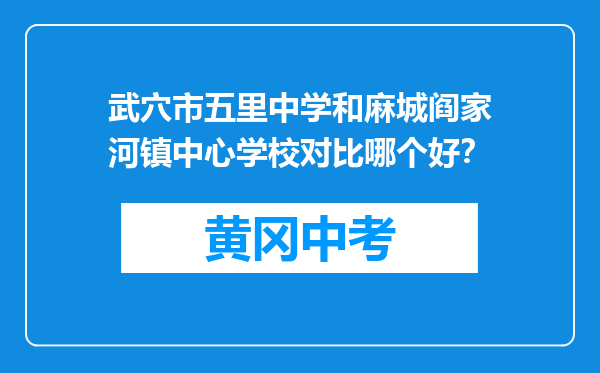 武穴市五里中学和麻城阎家河镇中心学校对比哪个好？
