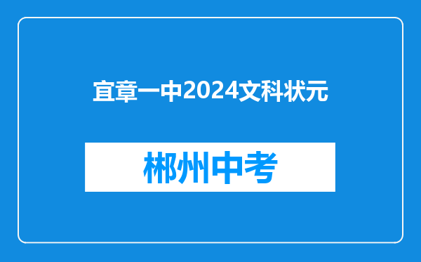 宜章一中2024文科状元