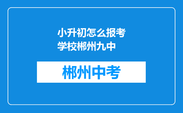 小升初怎么报考学校郴州九中
