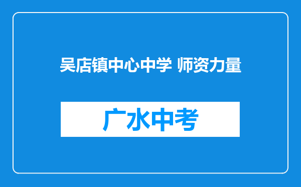吴店镇中心中学 师资力量