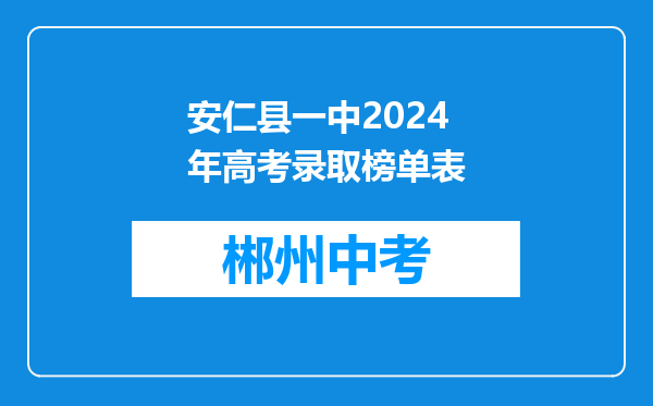 安仁县一中2024年高考录取榜单表