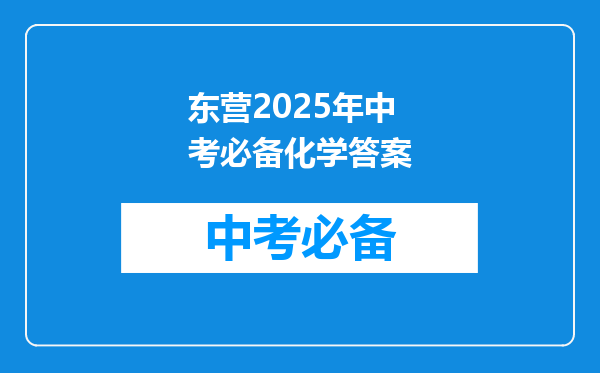 东营2026年中考必备化学答案