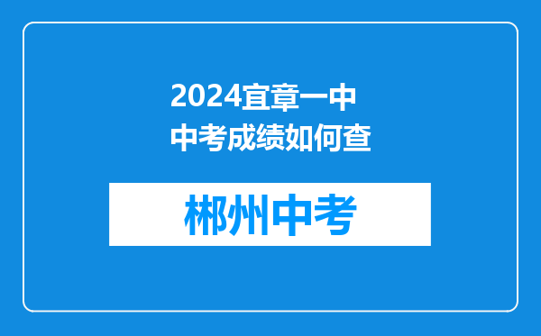2024宜章一中中考成绩如何查