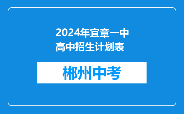 2024年宜章一中高中招生计划表