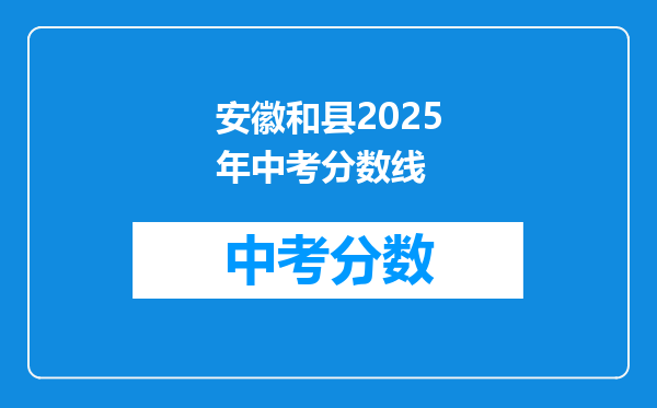 安徽和县2026年中考分数线