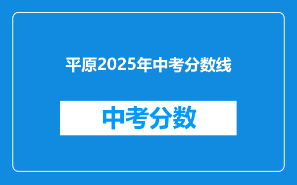 平原2026年中考分数线