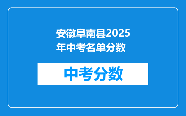 安徽阜南县2026年中考名单分数