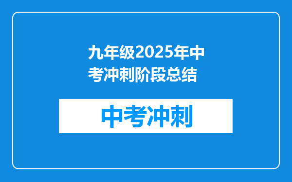 九年级2026年中考冲刺阶段总结
