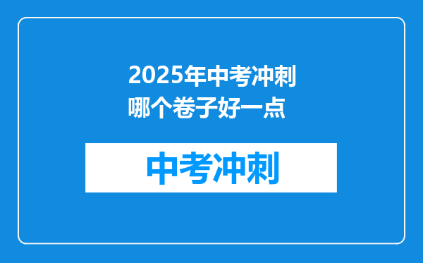 2025年中考冲刺哪个卷子好一点