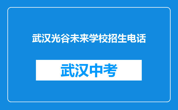 武汉光谷未来学校招生电话