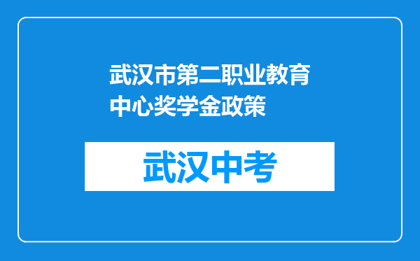 武汉市第二职业教育中心奖学金政策