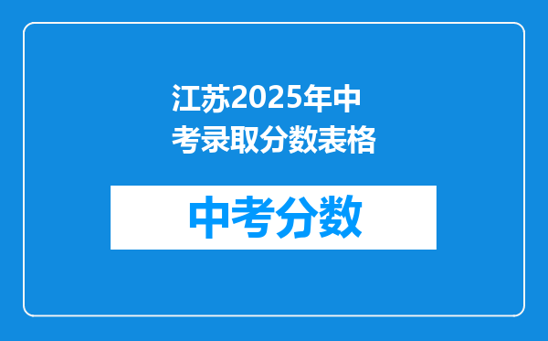江苏2025年中考录取分数表格