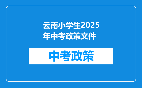 云南小学生2025年中考政策文件