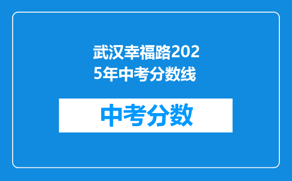 武汉幸福路2026年中考分数线