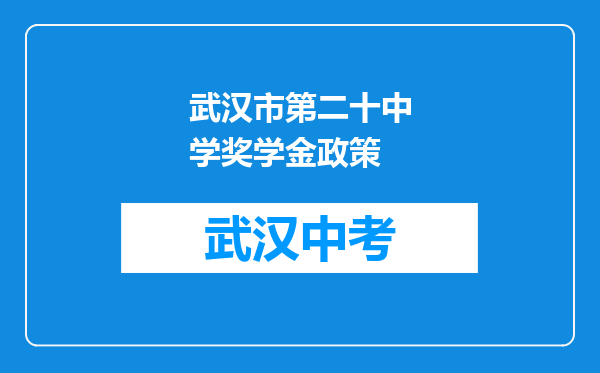 武汉市第二十中学奖学金政策