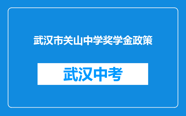 武汉市关山中学奖学金政策