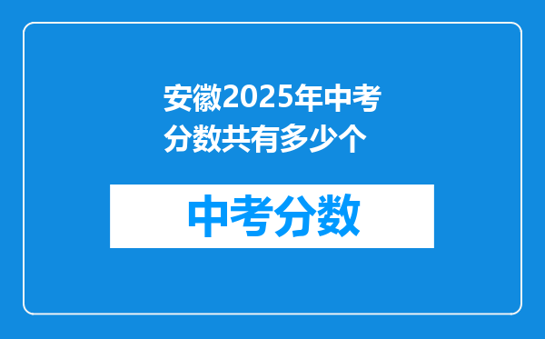 安徽2026年中考分数共有多少个