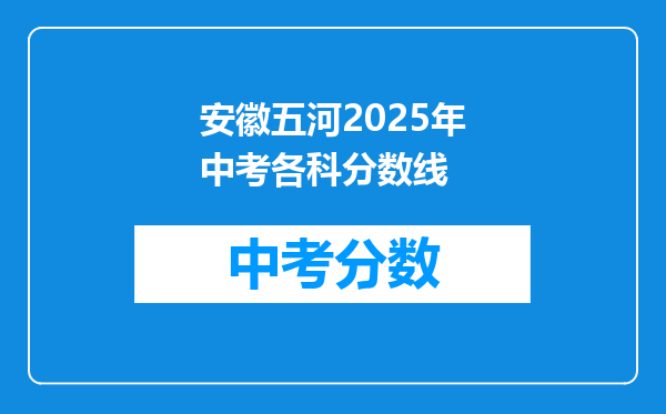 安徽五河2026年中考各科分数线