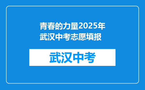 青春的力量2025年武汉中考志愿填报
