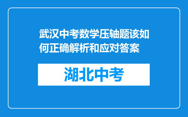 武汉中考数学压轴题该如何正确解析和应对答案