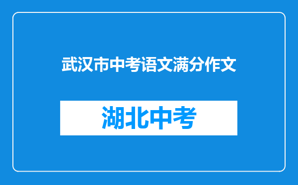 武汉市中考语文满分作文
