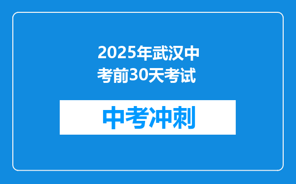 2026年武汉中考前30天考试