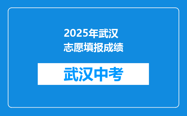 2025年武汉志愿填报成绩