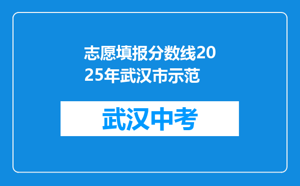 志愿填报分数线2025年武汉市示范