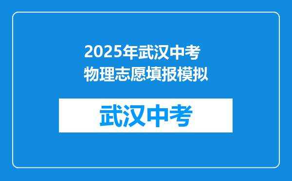 2025年武汉中考物理志愿填报模拟