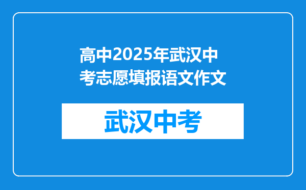 高中2026年武汉中考志愿填报语文作文