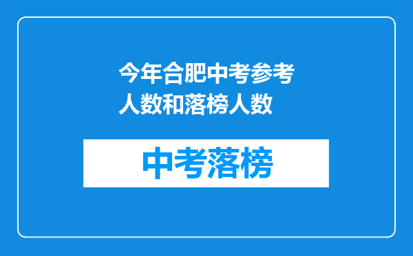 今年合肥中考参考人数和落榜人数