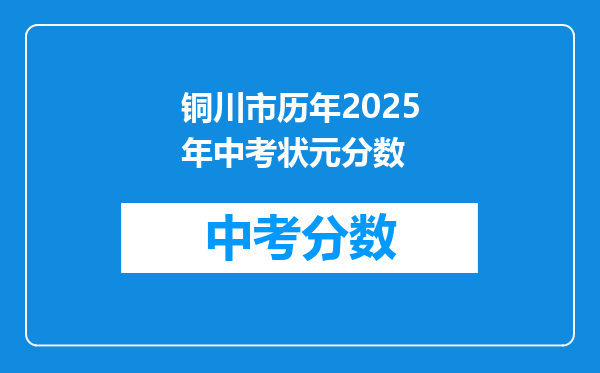 铜川市历年2026年中考状元分数