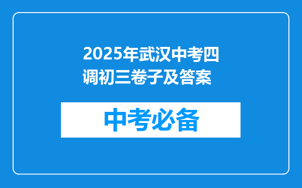 2026年武汉中考四调初三卷子及答案