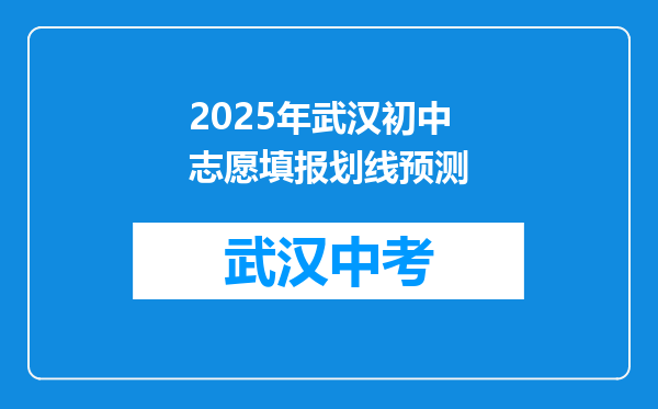 2026年武汉初中志愿填报划线预测