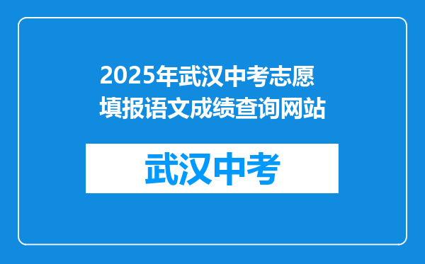 2026年武汉中考志愿填报语文成绩查询网站