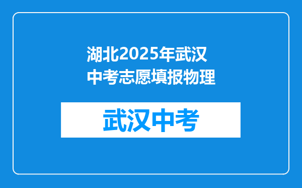湖北2025年武汉中考志愿填报物理