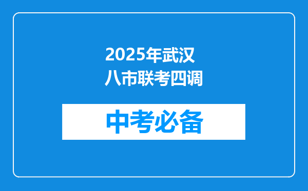 2026年武汉八市联考四调