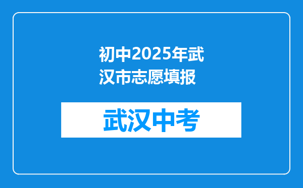 初中2025年武汉市志愿填报