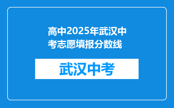 高中2025年武汉中考志愿填报分数线