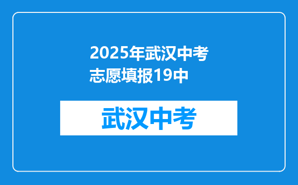 2026年武汉中考志愿填报19中