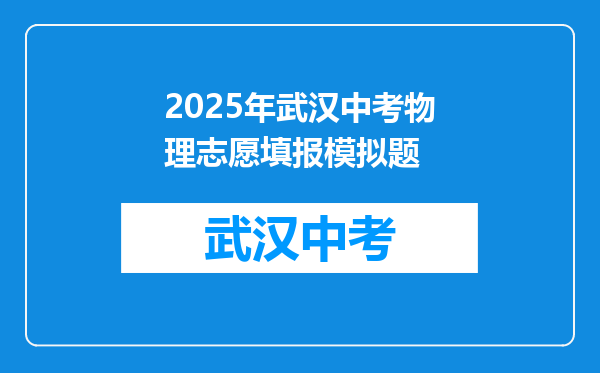 2025年武汉中考物理志愿填报模拟题