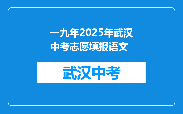 一九年2026年武汉中考志愿填报语文