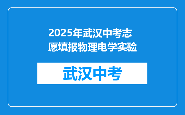 2025年武汉中考志愿填报物理电学实验