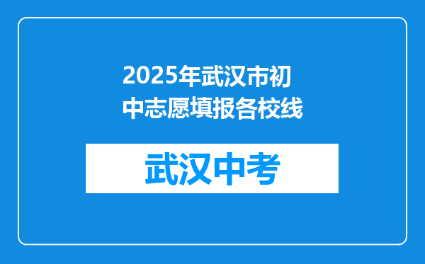 2026年武汉市初中志愿填报各校线