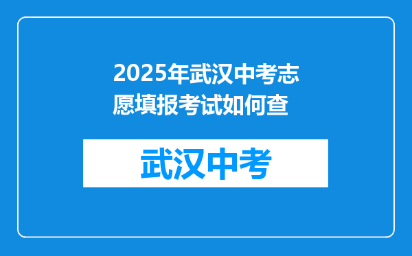 2026年武汉中考志愿填报考试如何查