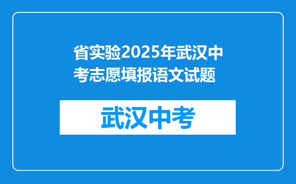 省实验2026年武汉中考志愿填报语文试题